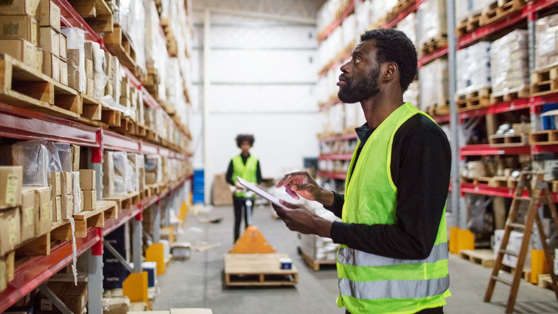 Man working in a warehouse, which is a good role for people managing anxiety